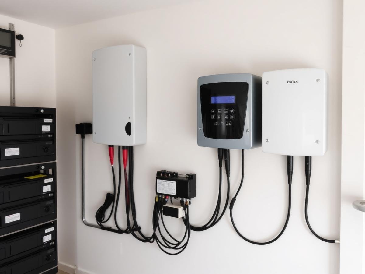 Solar inverter and battery bank installed in a utility room